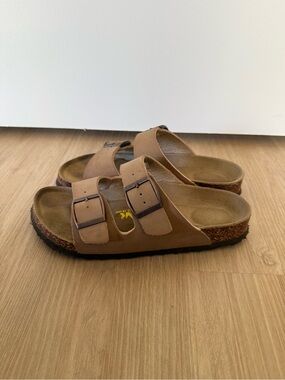 Kids Adjustable Brown Double-Strap Slide Sandals